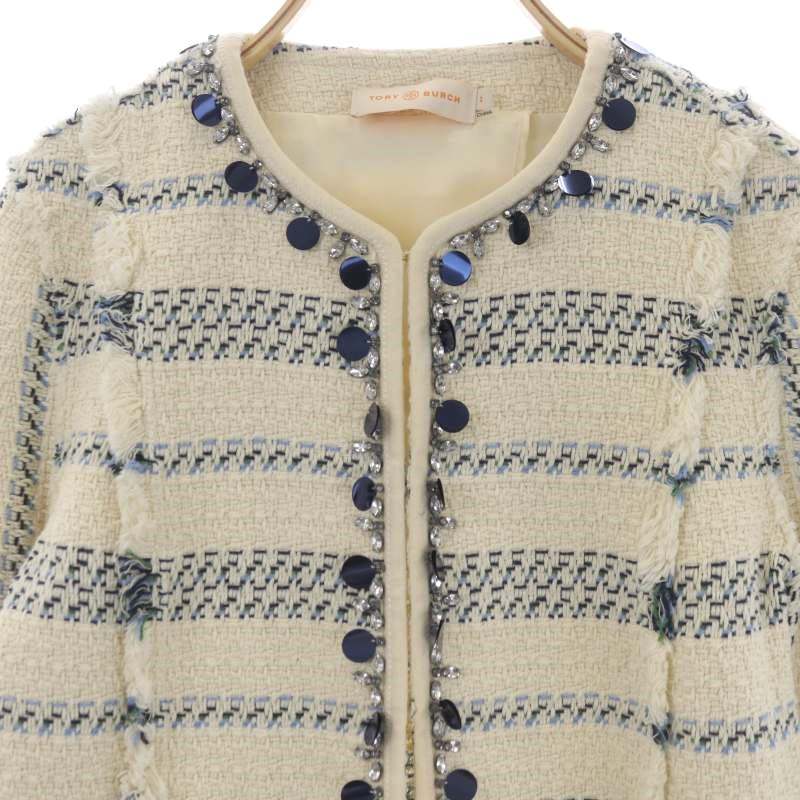 トリーバーチ TORY BURCH ビジュー スパンコール ツイードジャケット  