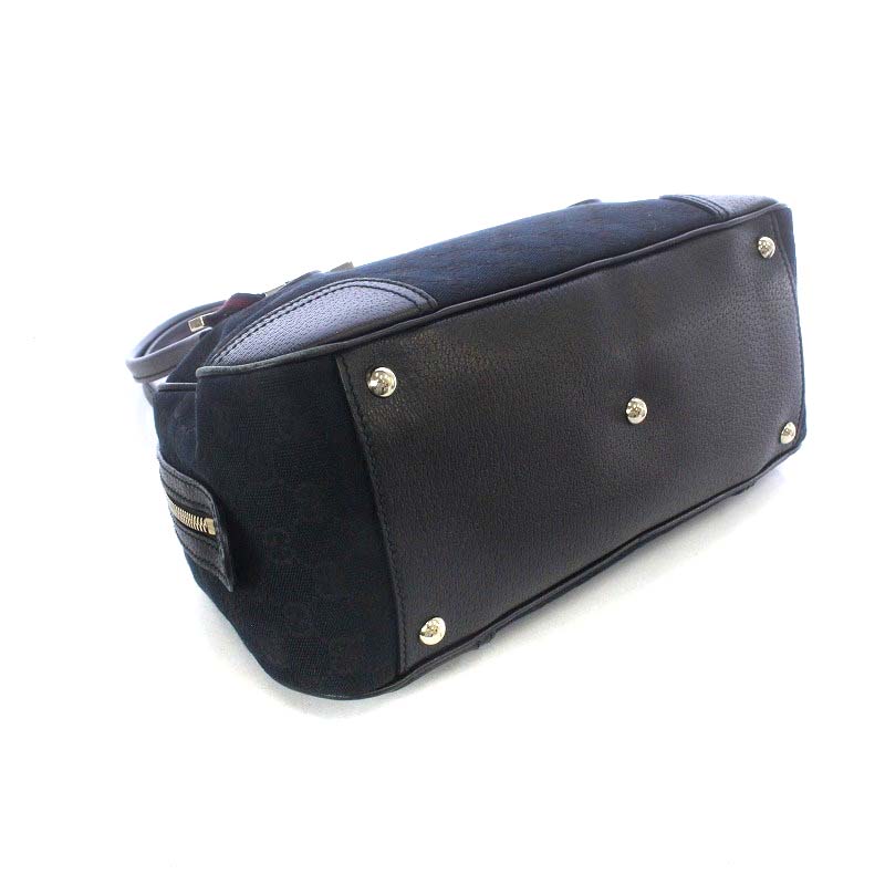 GUCCI シェリーライン ミニ ボストン ハンド バッグ 黒 グッチ GUCCI 美品 グッチ プリンシー シェリーライン ブラック GG