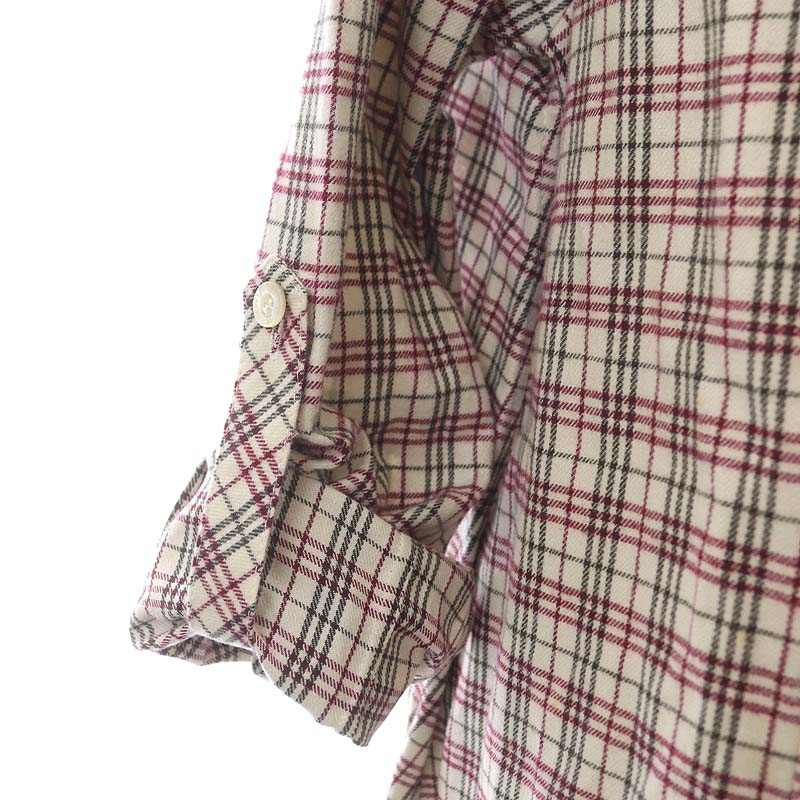 バーバリーブルーレーベル BURBERRY BLUE LABEL コットンチェックシャツ ボタンダウンシャツ 長袖 マーク刺繍 38
