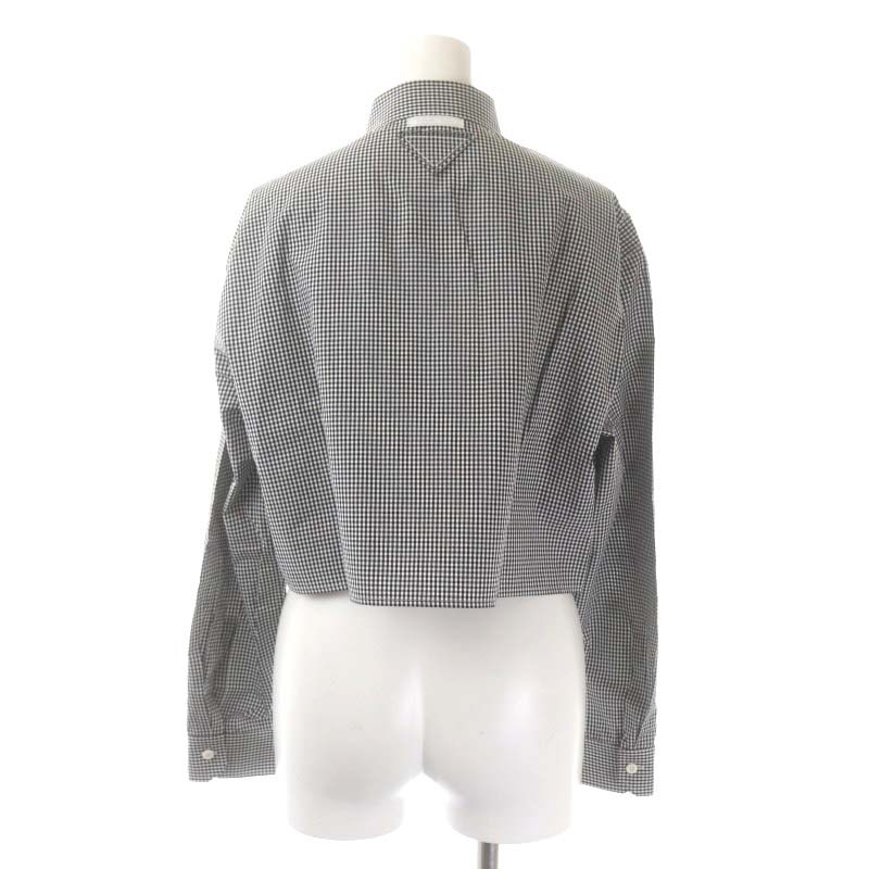 プラダPRADA 22SS ギンガムチェックフリルシャツ 36