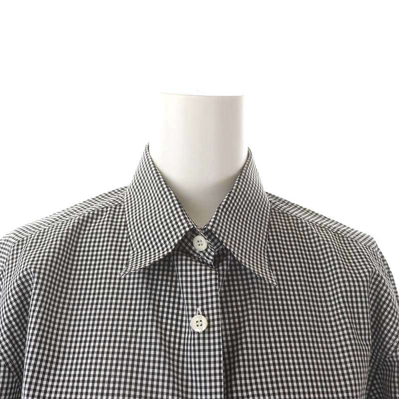 プラダPRADA 22SS ギンガムチェックフリルシャツ 36