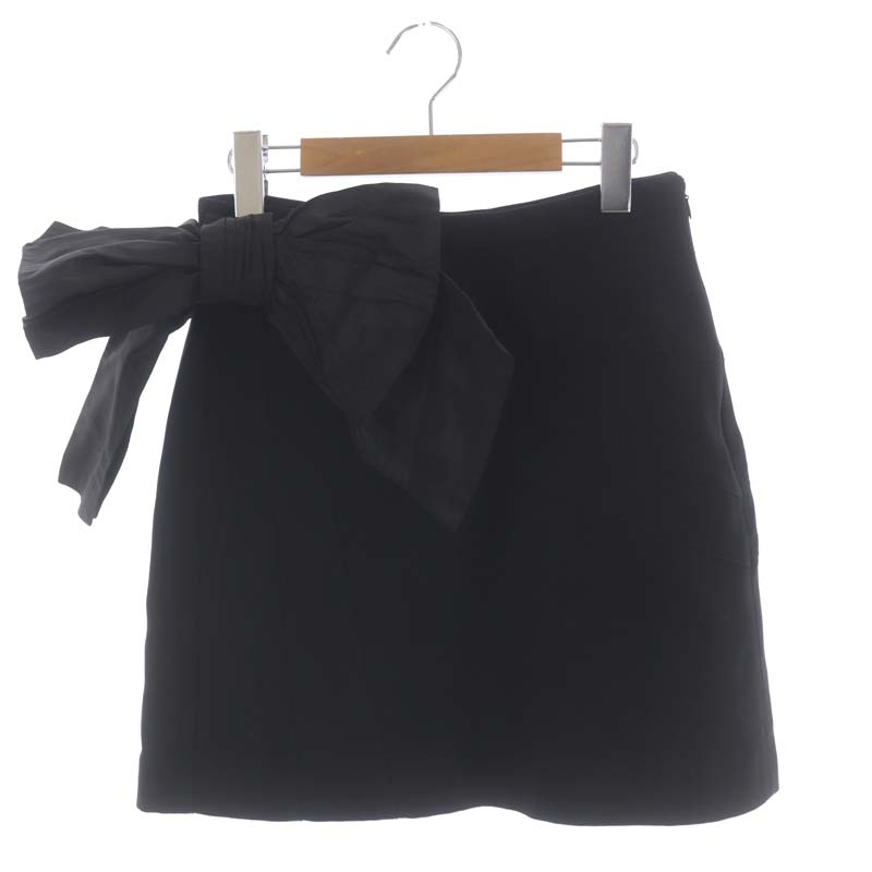 ミュウミュウ miumiu リボン ミニスカート 台形 40 黒 ブラック /AA  