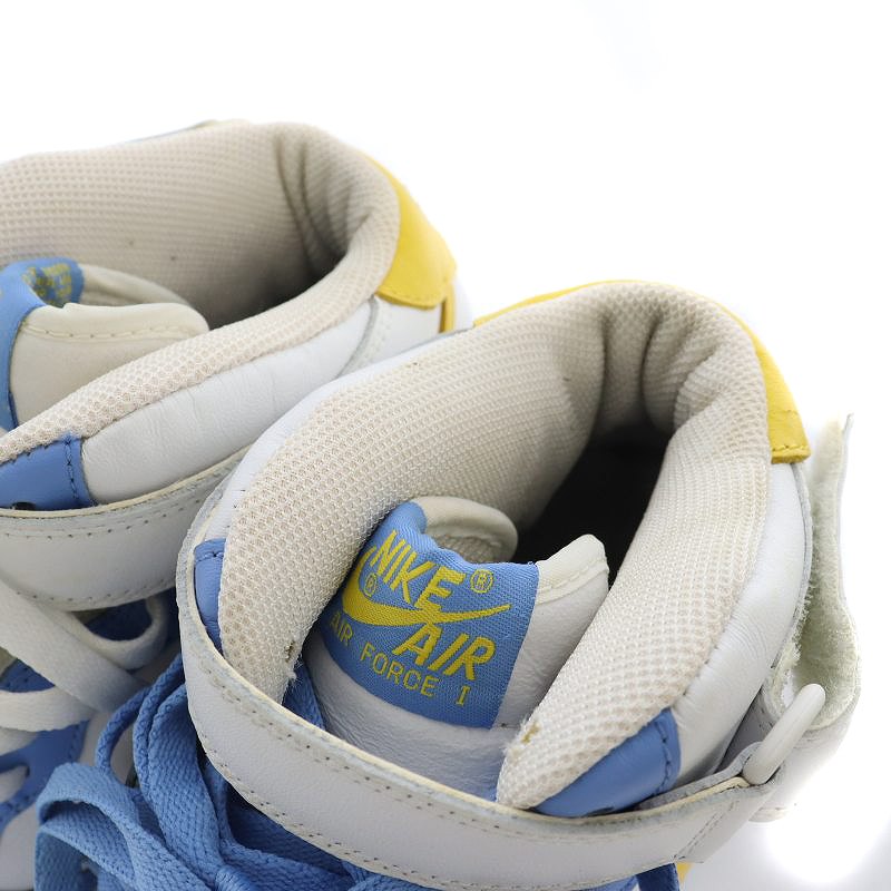 Nike AIRスニーカー 27cm ホワイト/ブルー/イエロー ナイキ NIKE エアフォース スニーカー ハイカット US10.5 28.5cm