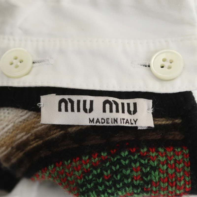ミュウミュウ miumiu バラ柄襟付きニット セーター 長袖 クロップド 36  