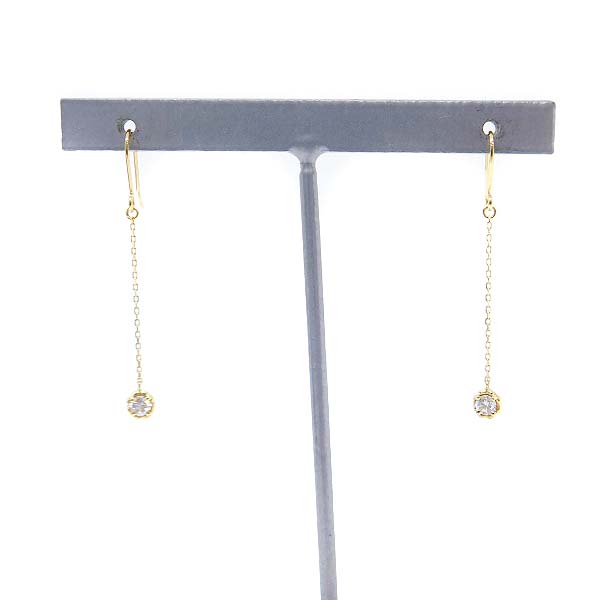 アーカー AHKAH ダイヤモンド ティアチェーン ピアス K18 YG イエロー  