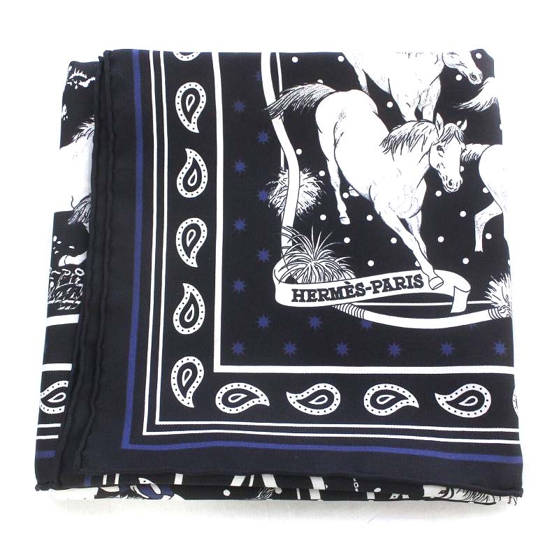 エルメス HERMES 22AW スカーフ カレ55 LES MUSTANGS BANDANA 野生馬 