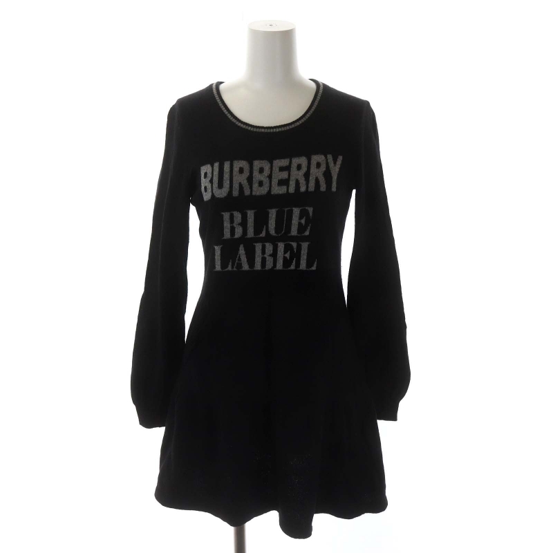 バーバリーブルーレーベル BURBERRY BLUE LABEL ロゴ ニットワンピース 