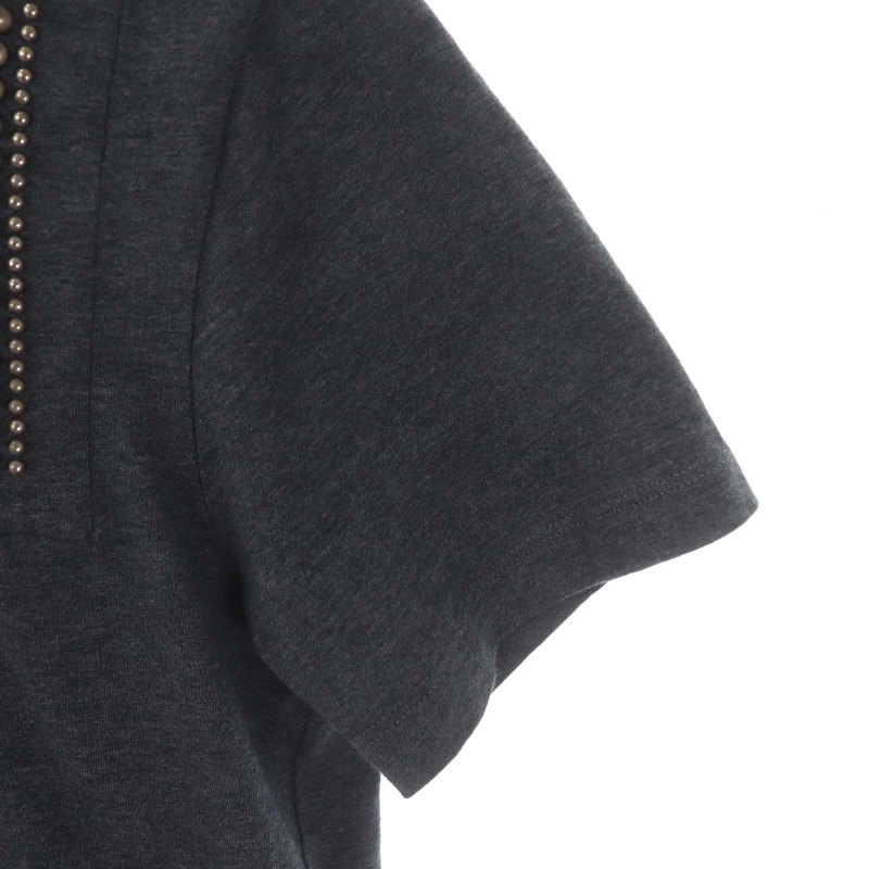 プラダ PRADA スタッズ装飾Tシャツ カットソー 半袖 XS グレー /DO 