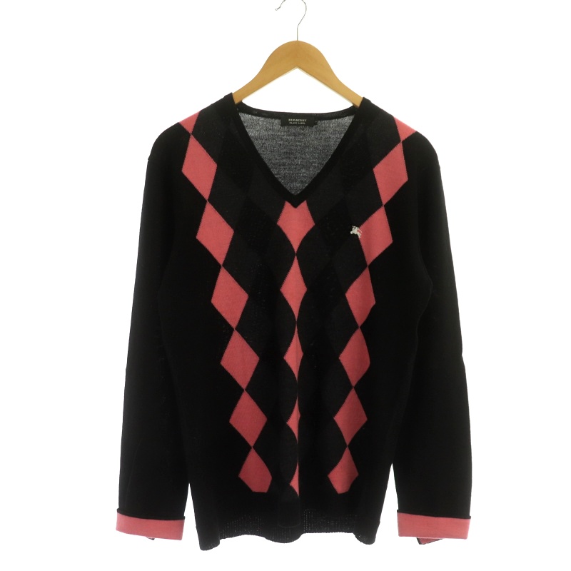 バーバリーブラックレーベル BURBERRY BLACK LABEL アーガイルVネック 