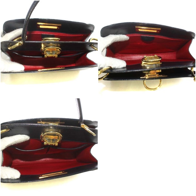 CELINE ハンドバッグ　ダブルリング ゴールド金具 フォーマル レザー CELINE ハンドバッグ ダブルリング ゴールド金具 フォーマル レザー