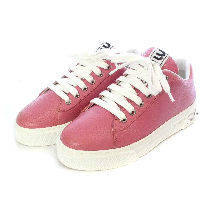 MIUMIU（ミュウミュウ）】エナメルスニーカー38肌馴染み◎ピンク  