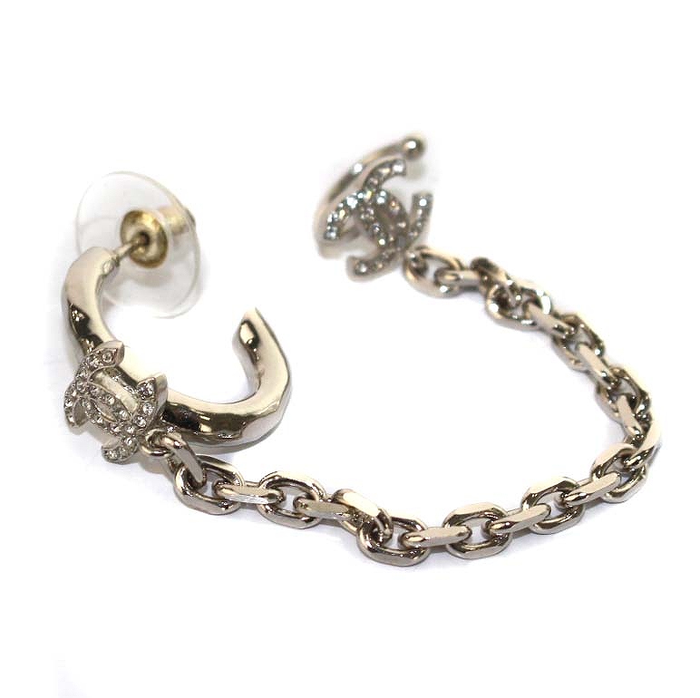 シャネル CHANEL A22A ダブルココマーク チェーン ピアス イヤーカフ 