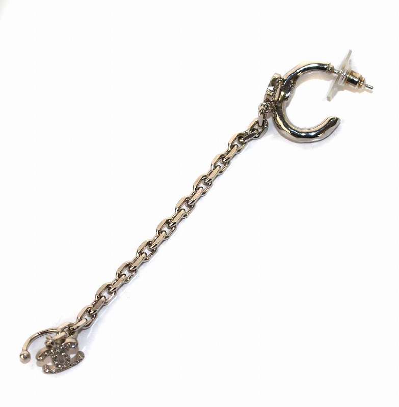 シャネル CHANEL A22A ダブルココマーク チェーン ピアス イヤーカフ 