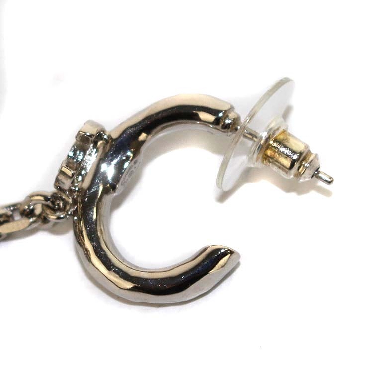 シャネル CHANEL A22A ダブルココマーク チェーン ピアス イヤーカフ 