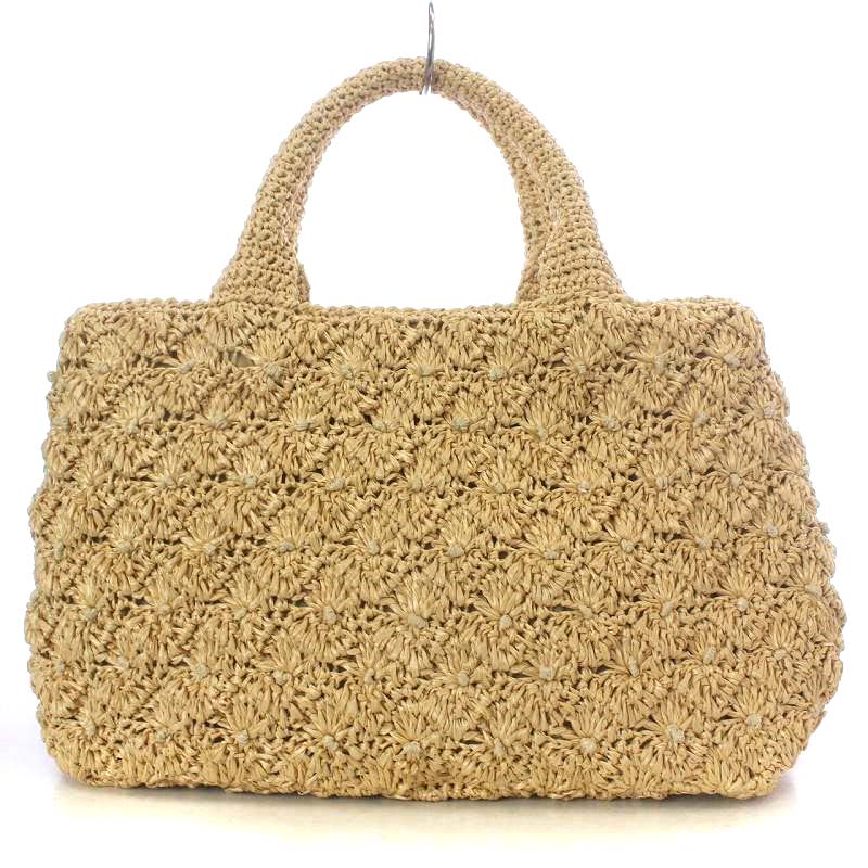 プラダ PRADA RAFIA POIS カナパ かごバッグ ハンドバッグ ショルダー 
