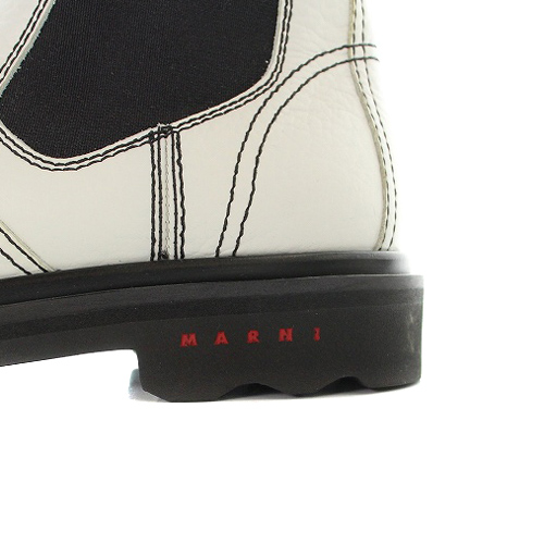 マルニ MARNI サイドゴアブーツ ショート レザー 39 26cm 白 ホワイト 