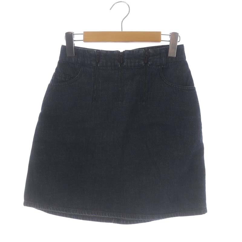 シャネル CHANEL 00Tミニ丈ロゴデニムスカート 台形 36 紺 ネイビー  