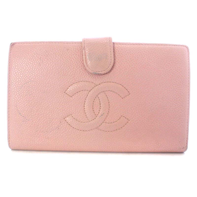 シャネル CHANEL ヴィンテージ 長財布 二つ折り ココマーク キャビア 