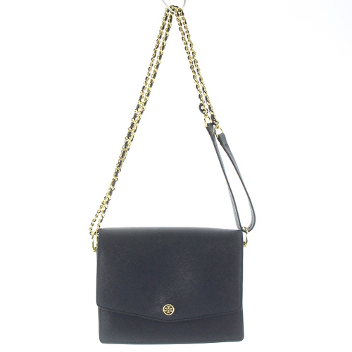 トリーバーチ TORY BURCH チェーンショルダーバッグ レザー ロゴ 紺 