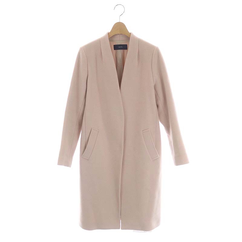 ships ノーカラーコート ロングコート S140 シャルム ビーバー ノー