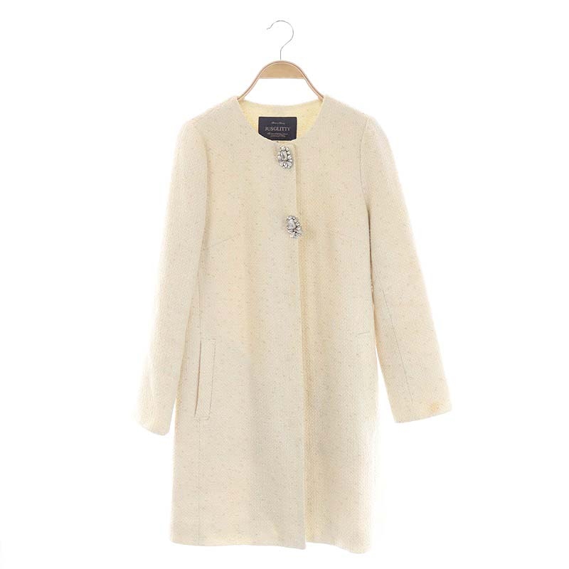 ジャスグリッティー JUSGLITTY ビジューブローチ付きツイードノー  