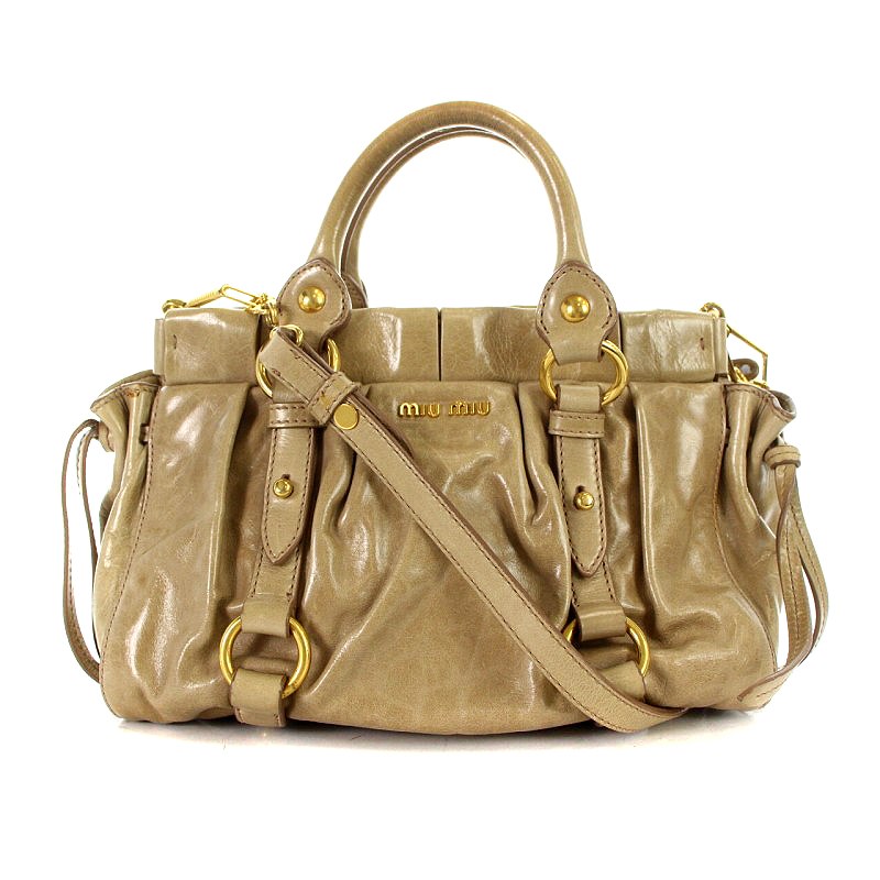 MIU MIU ベージュ レザー ハンドバッグ MIU MIU ベージュ レザー ハンドバッグ