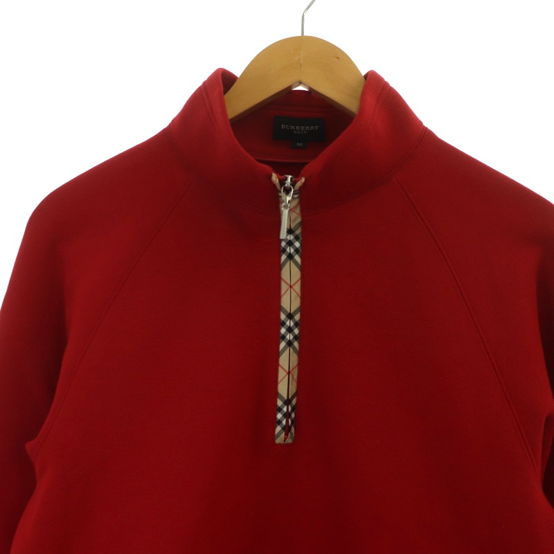 【美品】BURBERRY バーバリー　レッド　トレーナー　ノバチェック　ロゴ刺繍 BURBERRY ノバチェック スウェット 赤 レッド 38 - メルカリ