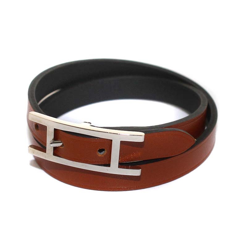 エルメス HERMES ビーアピ ドゥブルトゥール レザー 2連 ブレスレット 
