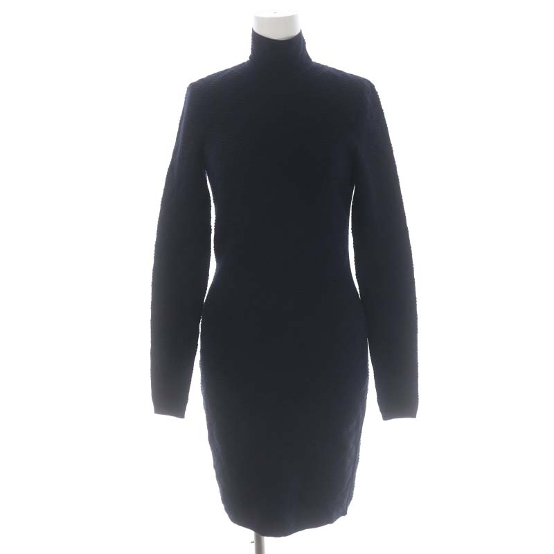 フェンディ FENDI FF総柄 タイトワンピース ひざ丈 長袖 38 紺  