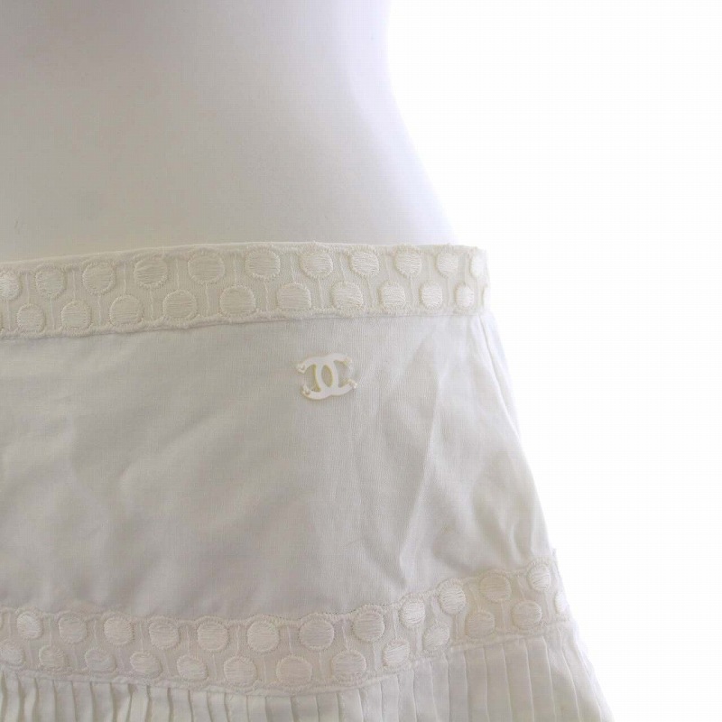 シャネル CHANEL 11C コットン ティアード ロングスカート フレア ココ  