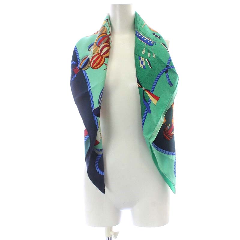 エルメス HERMES スカーフ カレ90 LES FOLIES DU CIEL 大空の狂気 気球  