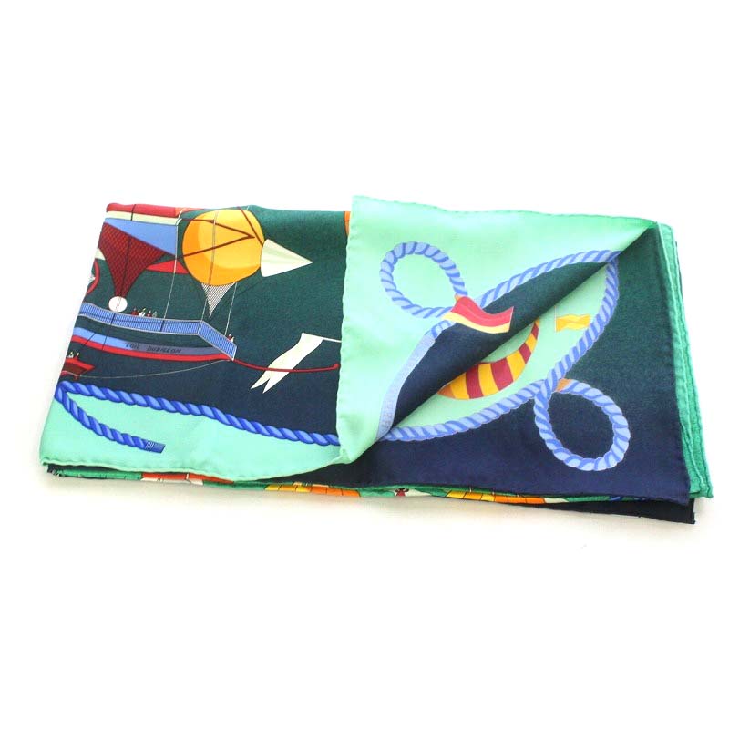 エルメス HERMES スカーフ カレ90 LES FOLIES DU CIEL 大空の狂気 気球