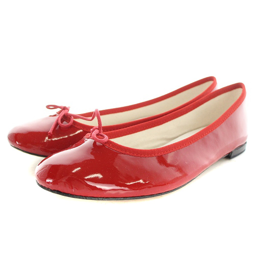 レペット Repetto エナメル バレエシューズ パンプス リボン 38.5 24.3 