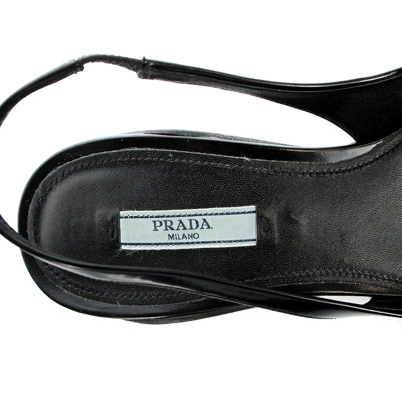プラダ PRADA ミュール サンダル 三角プレート ストラップ レザー 36.5 