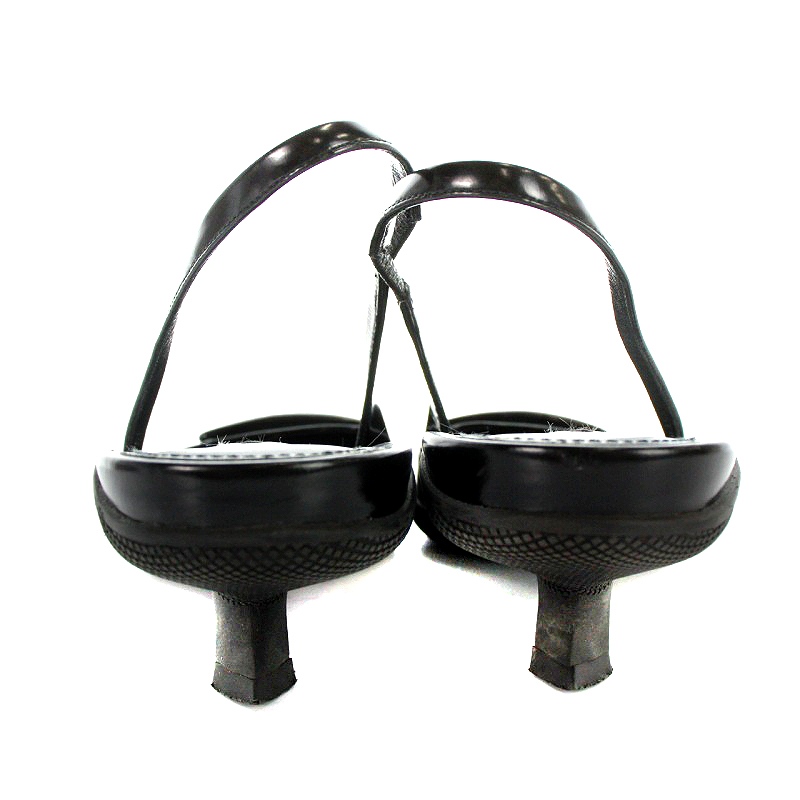 プラダ PRADA ミュール サンダル 三角プレート ストラップ レザー 36.5 