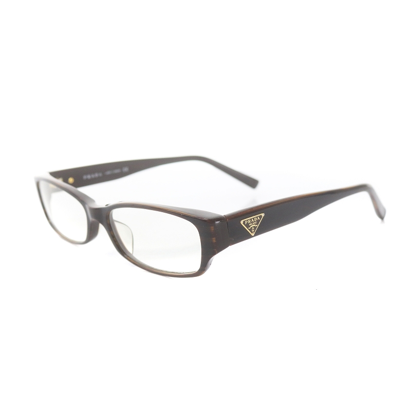 プラダ PRADA メガネ 眼鏡 スクエア 三角プレート ロゴ 53□16 茶 