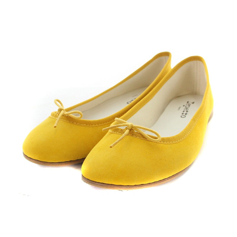 レペット Repetto バレエシューズ リボン スエード 37 23.3cm 黄 