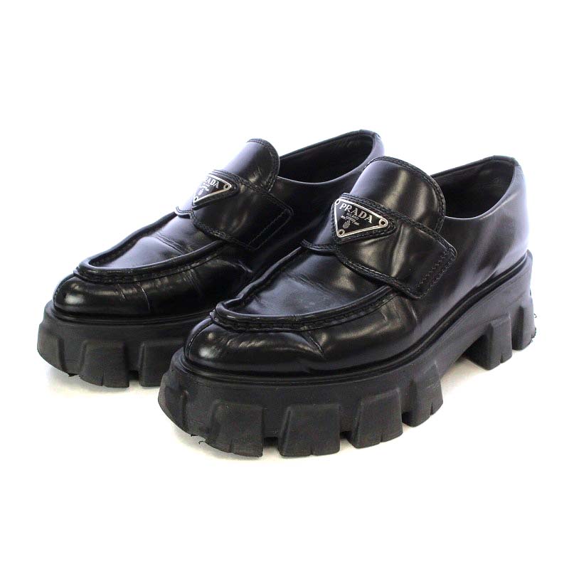 プラダ PRADA プラダ モノリス ブラッシュドレザー ローファー 