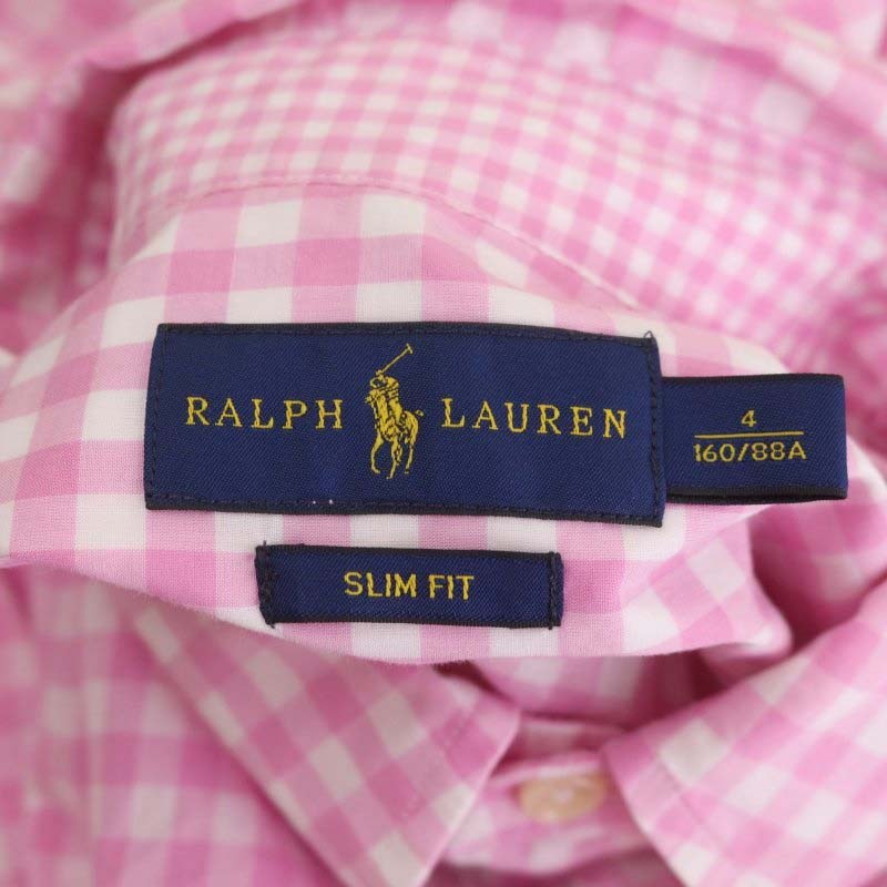 ラルフローレン RALPH LAUREN ギンガムチェックシャツ 長袖 ロゴ刺繍 