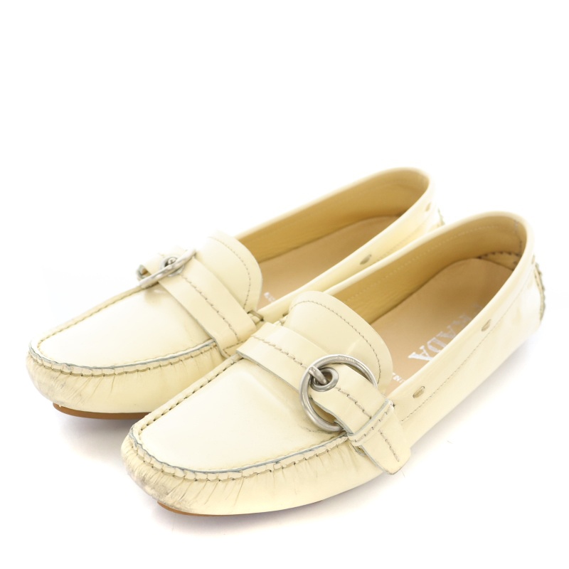 プラダ PRADA ドライビングシューズ ローファー エナメル レザー 36 