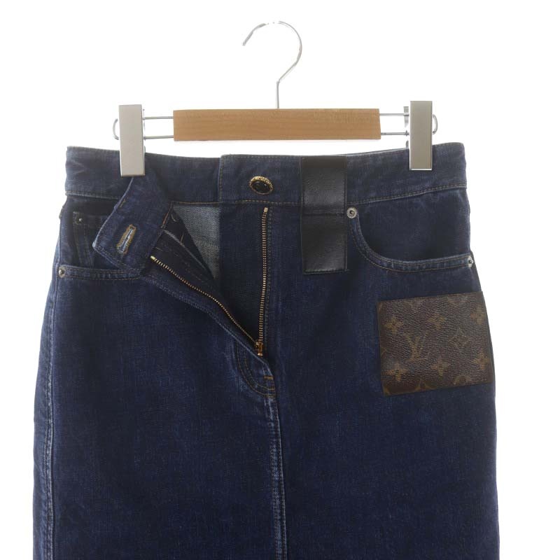 ルイヴィトン LOUIS VUITTON デニムスカート ロング 38 ブルー ルイ  