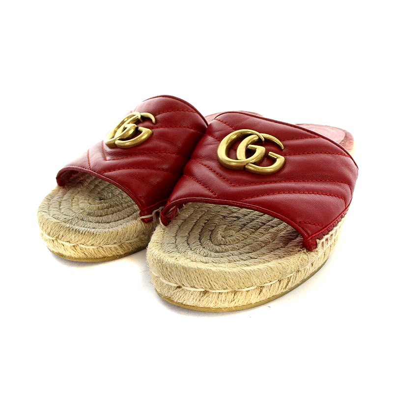 グッチ GUCCI GGマーモント サンダル エスパドリーユ レザー 37 24cm  