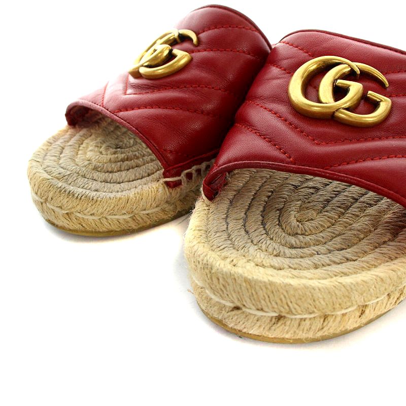 グッチ GUCCI GGマーモント サンダル エスパドリーユ レザー 37 