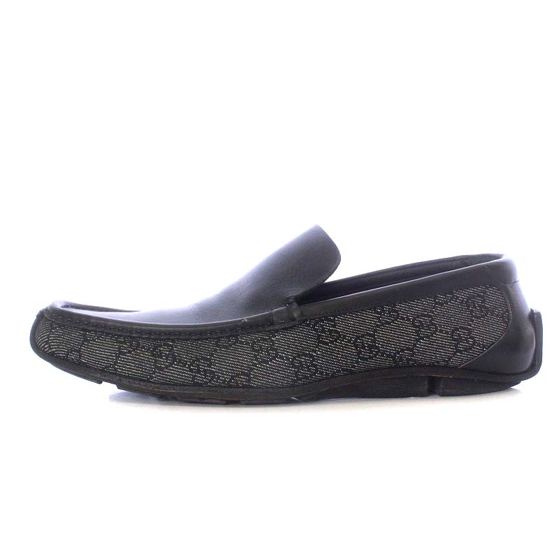 グッチ GUCCI スリッポン スニーカー GGキャンバス レザー 42 27cm 黒 