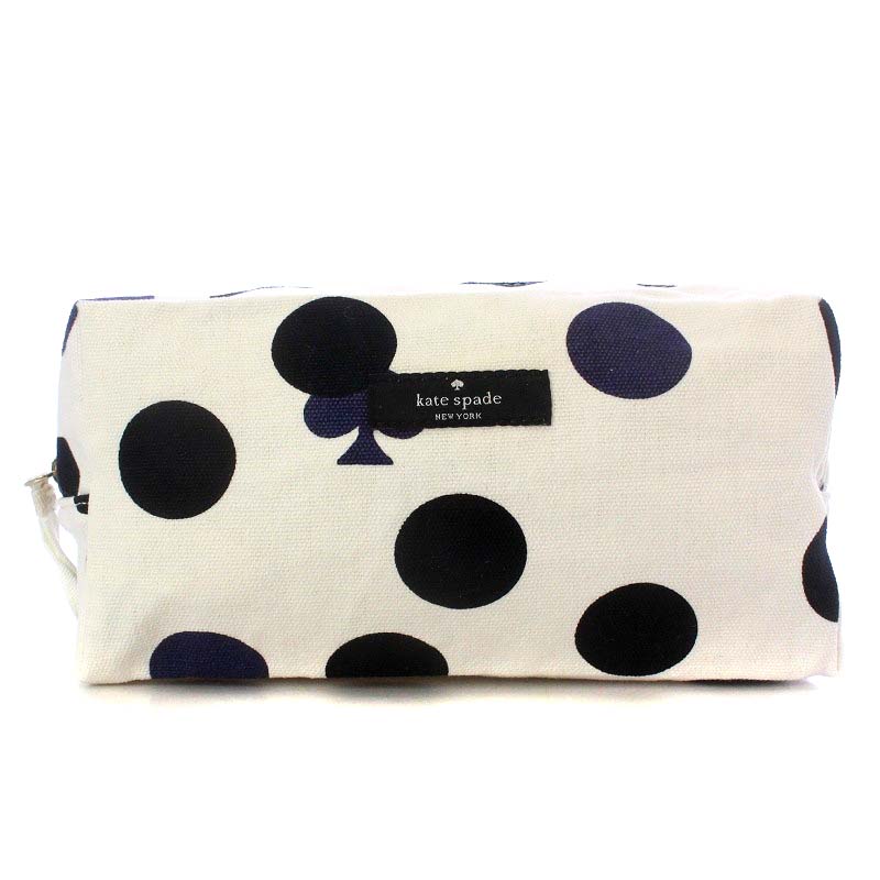 ケイトスペード KATE SPADE ポーチ メイク 化粧 ドット キャンバス 白 