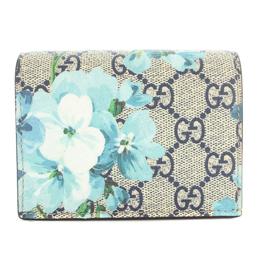 グッチ GUCCI GGスプリーム GGブルームス 二つ折り財布 紺 ネイビー 青