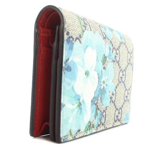 グッチ GUCCI GGスプリーム GGブルームス 二つ折り財布 紺 ネイビー 青
