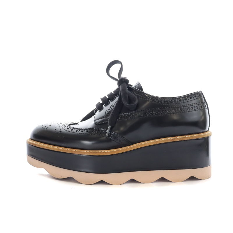 プラダ PRADA プラットフォームシューズ ローファー レザー ウィング 