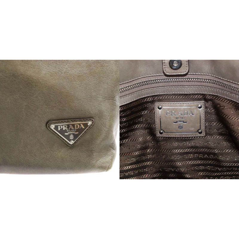 プラダ PRADA 2wayトートバッグ ショルダーバッグ レザー 三角プレート  