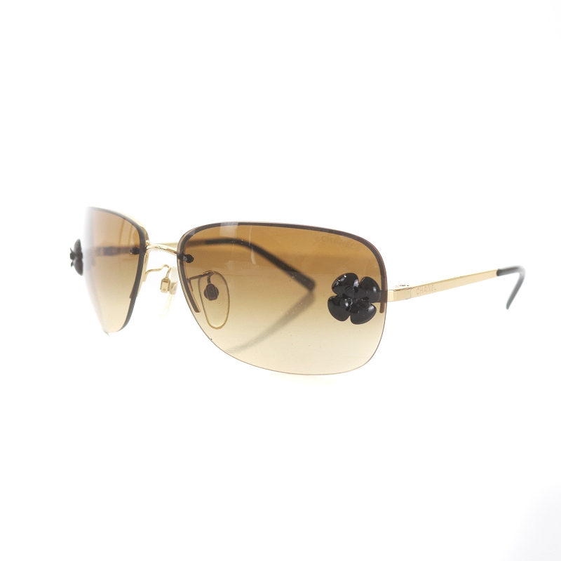 シャネル CHANEL カメリア サングラス ロゴ 62□15 茶 ブラウン 